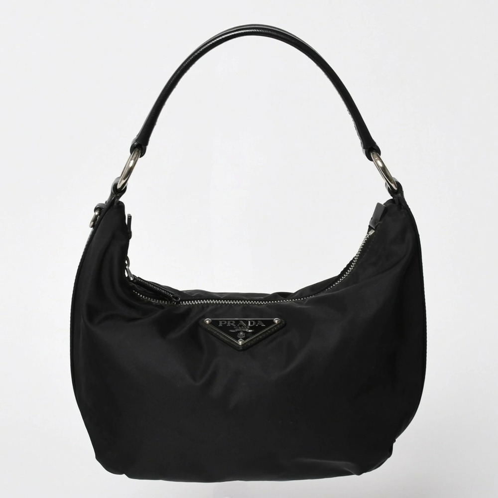 Prada Vela Hobo Shoulder Bag Black
